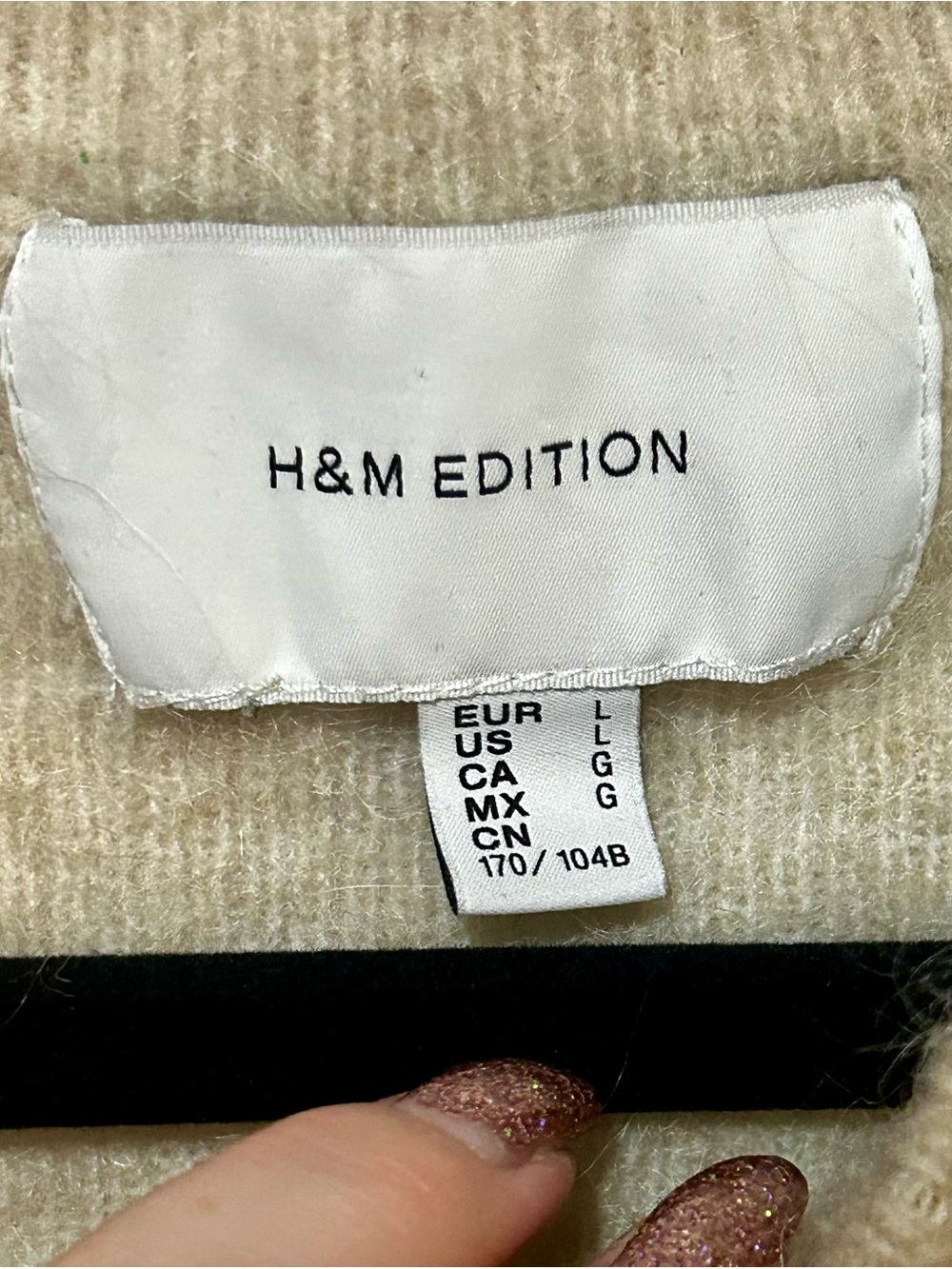 H&M Edition Mohair Blend Rhinestone Button Short Sleeve Sweater L - Picture 6 of 8